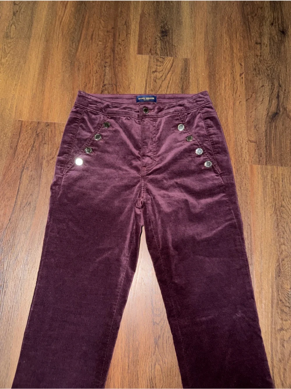 NWOT Ramy Brook Helena velvet sangria maroon summer wide leg pants high $250